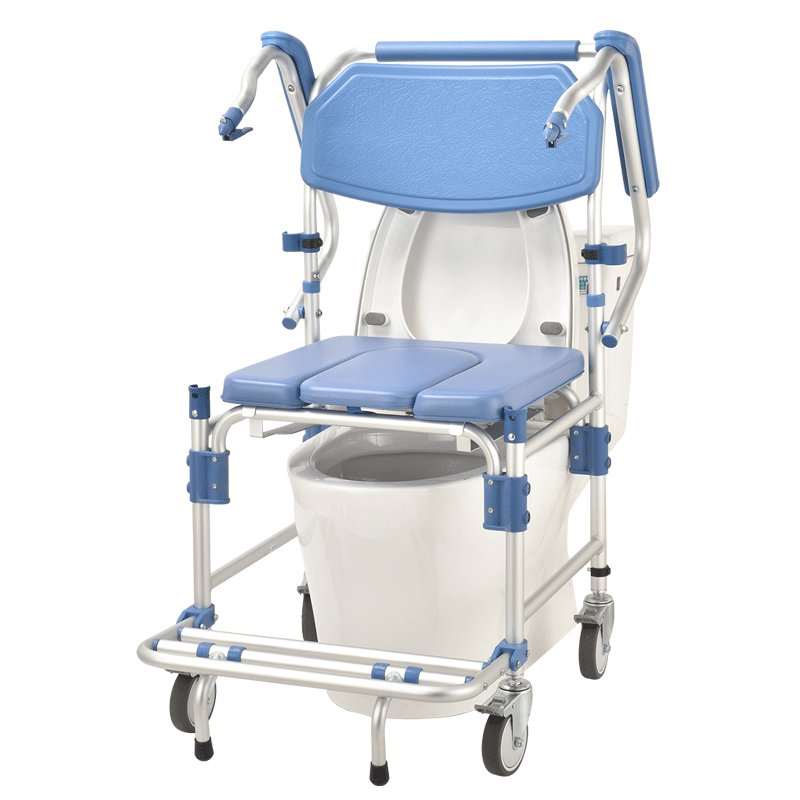 Commode Chair with 4" wheel and Free Backrest Structure