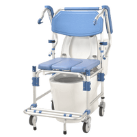 Commode Chair with 4" wheel and Free Backrest Structure