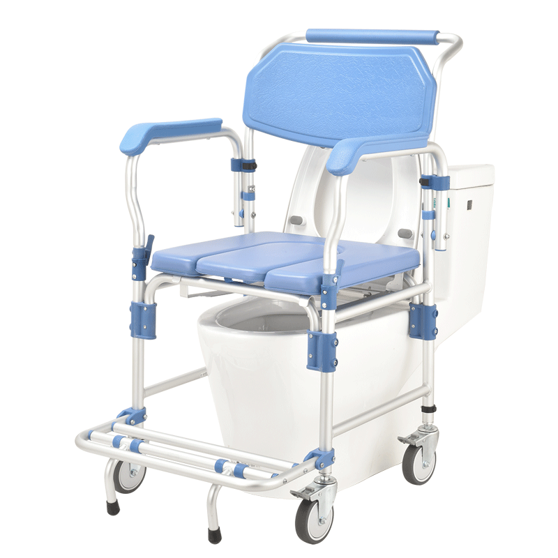 Commode Chair with 4" wheel and Free Backrest Structure