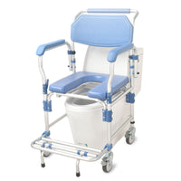 Commode Chair with 4" wheel and Free Backrest Structure