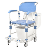 Commode Chair with 4" wheel and Free Backrest Structure