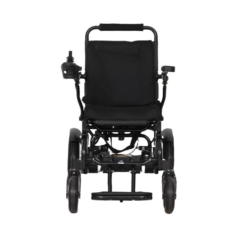 Medium Range Black Electric Wheelchair 12inch Max Load 100Kg