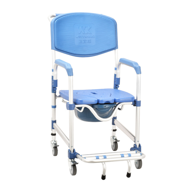 3" wheel Commode Chair with Open Front Waterproof Seat