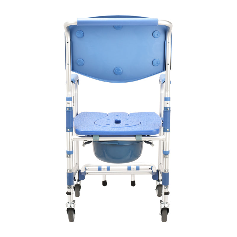 3" wheel Commode Chair with Open Front Waterproof Seat