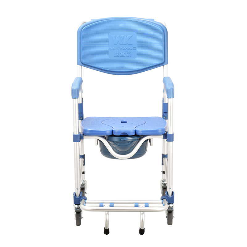 3" wheel Commode Chair with Open Front Waterproof Seat