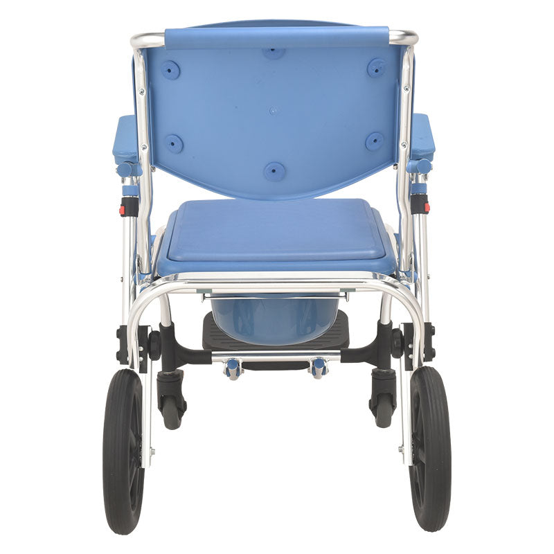 Wheeled Commode Aluminium Chair with 12 inch and 4 inch Wheel