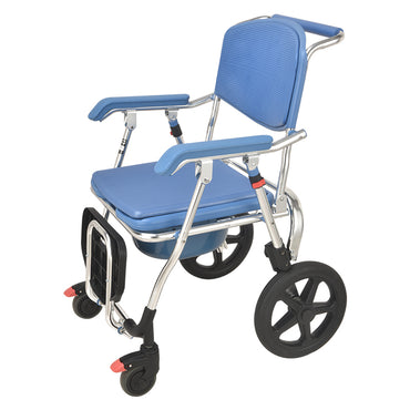 Wheeled Commode Aluminium Chair with 12 inch and 4 inch Wheel