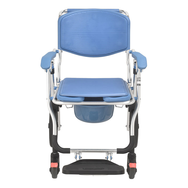 Wheeled Commode Aluminium Chair with 12 inch and 4 inch Wheel