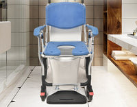 Wheeled Commode Aluminium Chair with 12 inch and 4 inch Wheel