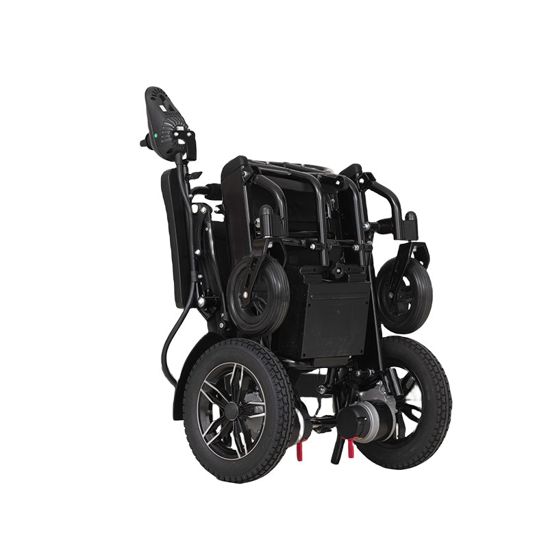 Medium Range Black Electric Wheelchair 12inch Max Load 100Kg