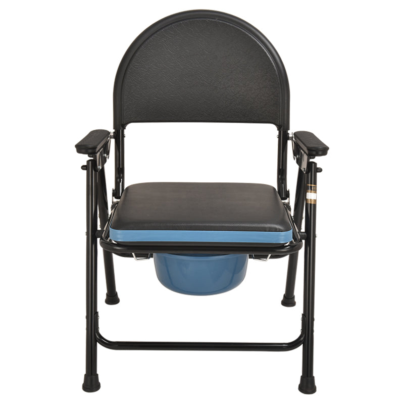 Iron Black Commode Chair with PU Soft Cover