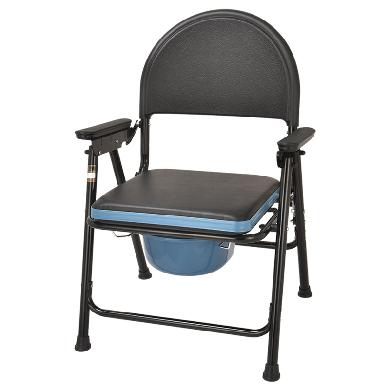 Iron Black Commode Chair with PU Soft Cover