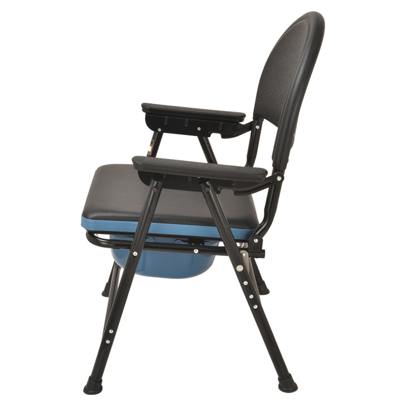 Iron Black Commode Chair with PU Soft Cover