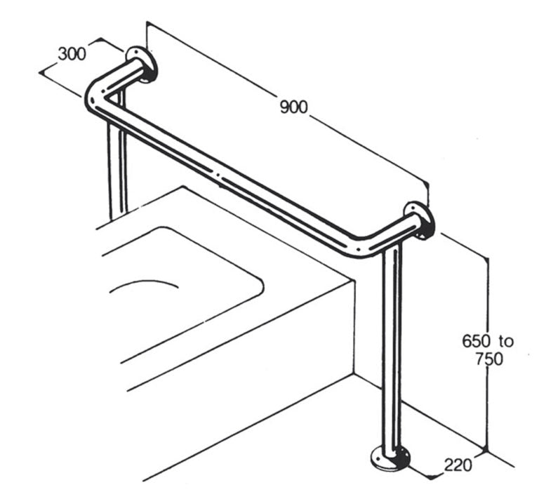 Bath Rail: Type 020: Concealed Flanges