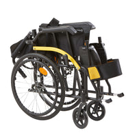 Yellow Manual Wheelchair with Brakes and Power Suspension