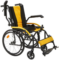 Yellow Manual Wheelchair with Brakes and Power Suspension