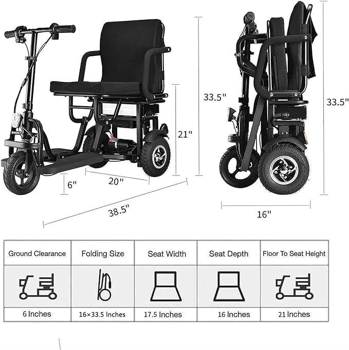 3 Wheel Mobility Power Scooter Electric Folding for Seniors Travel Wheelchair